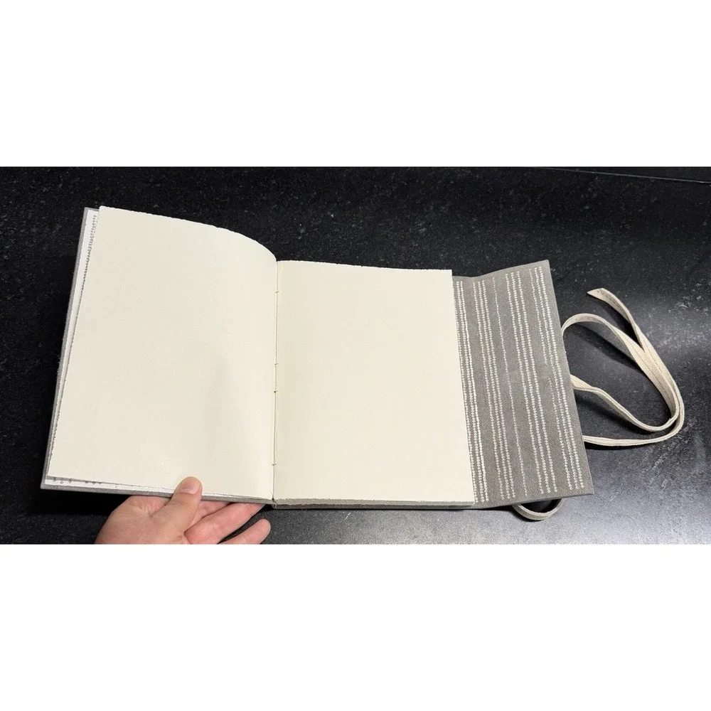 Anthropologie Suede Leather Wrap Journal Silver Foil Blank Deckle Pages 8.5
